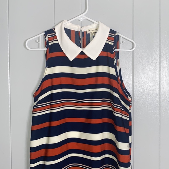Monteau Women’s Summer Stripes Sleeveless Collard Dress Size Medium - Picture 2 of 8
